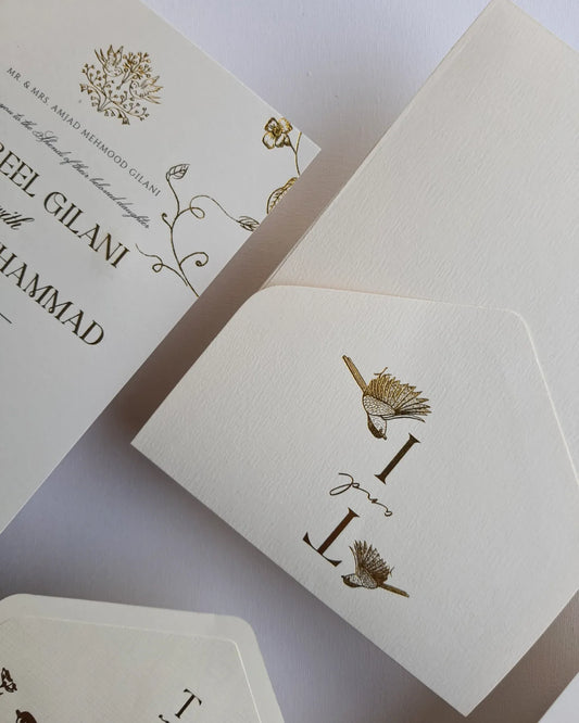 Foiled floral invitation